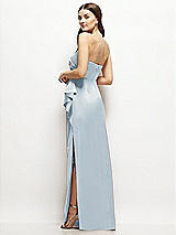 Alt View 3 Thumbnail - Mist Strapless Draped Skirt Satin Maxi Dress with Cascade Ruffle