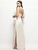 Alt View 3 Thumbnail - Oat Strapless Draped Skirt Satin Maxi Dress with Cascade Ruffle