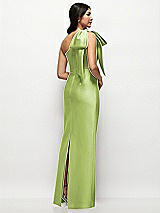Rear View Thumbnail - Mojito Oversized Bow One-Shoulder Satin Column Maxi Dress