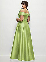 Alt View 2 Thumbnail - Mojito Asymmetrical Bow Off-Shoulder Satin Gown with Ballroom Skirt
