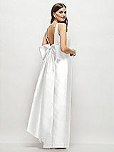 Front View Thumbnail - White Scoop Neck Corset Satin Maxi Dress with Floor-Length Bow Tails
