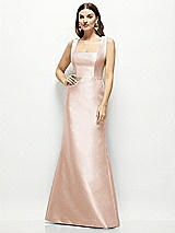 Front View Thumbnail - Cameo Satin Square Neck Fit and Flare Maxi Dress