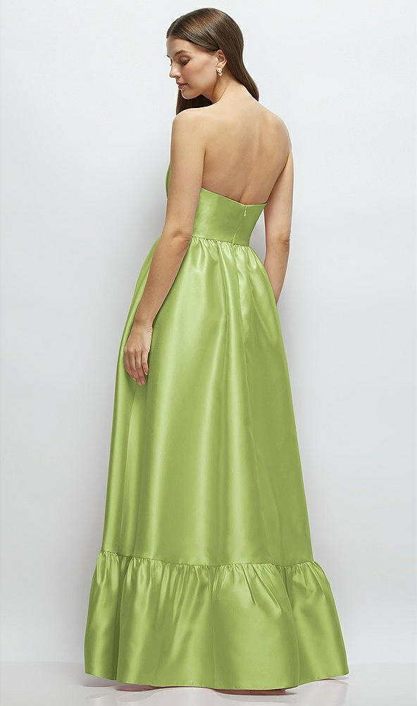 Back View - Mojito Strapless Cat-Eye Boned Bodice Maxi Dress with Ruffle Hem