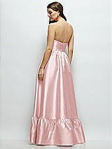 Rear View Thumbnail - Ballet Pink Strapless Cat-Eye Boned Bodice Maxi Dress with Ruffle Hem