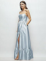 Side View Thumbnail - Mist Strapless Cat-Eye Boned Bodice Maxi Dress with Ruffle Hem