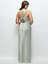 Alt View 3 Thumbnail - Willow Green Satin Twist Bandeau One-Shoulder Bias Maxi Dress