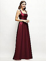 Side View Thumbnail - Cabernet Square-Neck Satin Maxi Dress with Full Skirt