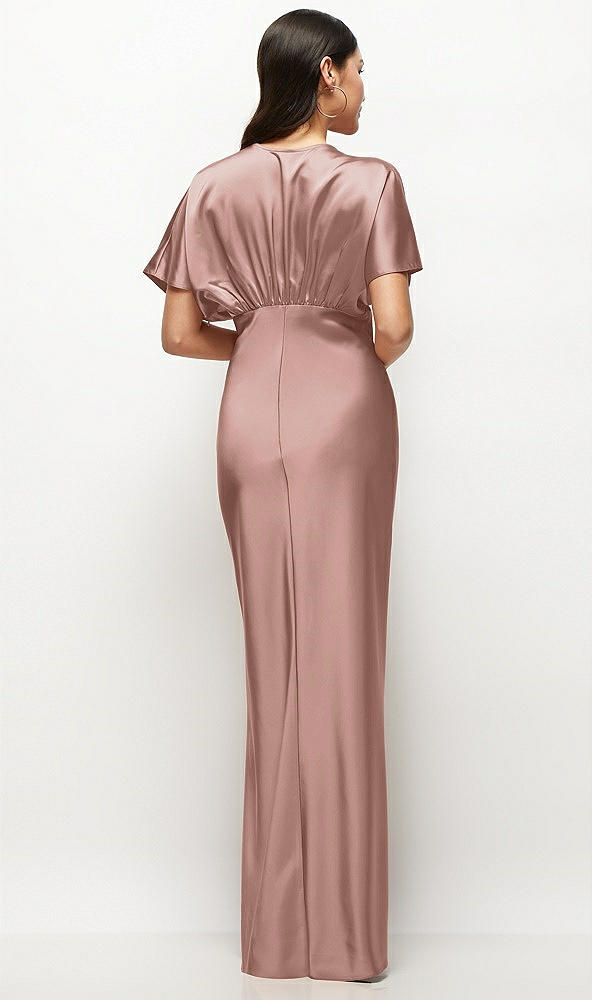 Back View - Neu Nude Plunge Neck Kimono Sleeve Satin Bias Maxi Dress