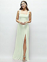 Front View Thumbnail - Mint Green Square Neck Chiffon Maxi Dress with Circle Skirt