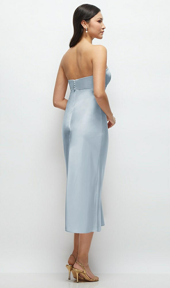 Back View - Mist Strapless Bow-Bandeau Cutout Satin Midi Slip Dress