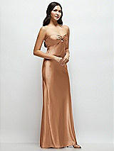 Side View Thumbnail - Toffee Strapless Bow-Bandeau Cutout Satin Maxi Slip Dress