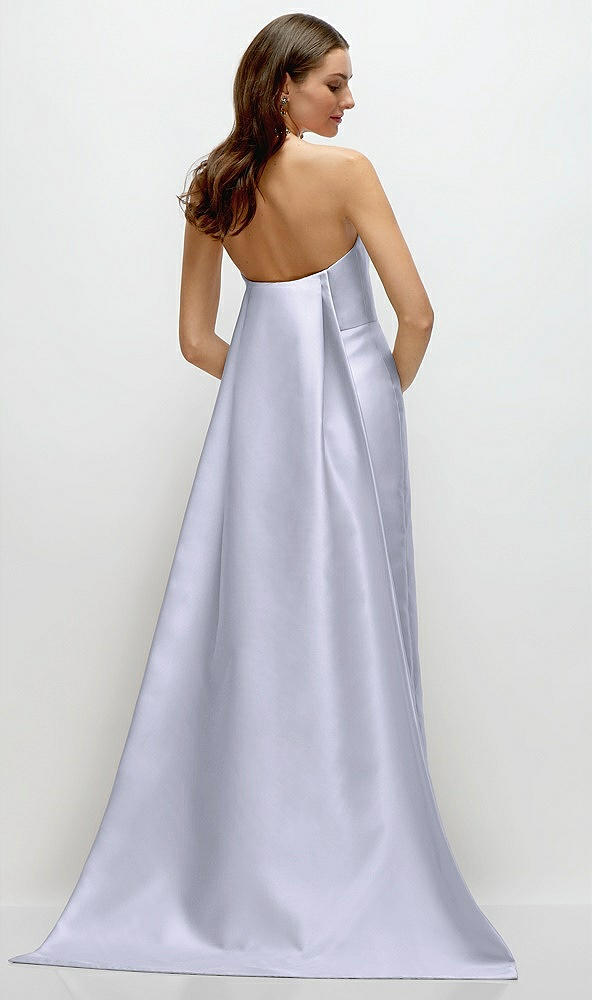 Back View - Silver Dove Strapless Satin Column Dress with Removeable Watteau Train