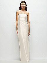Front View Thumbnail - Ivory Strapless Satin Column Dress with Back Slit