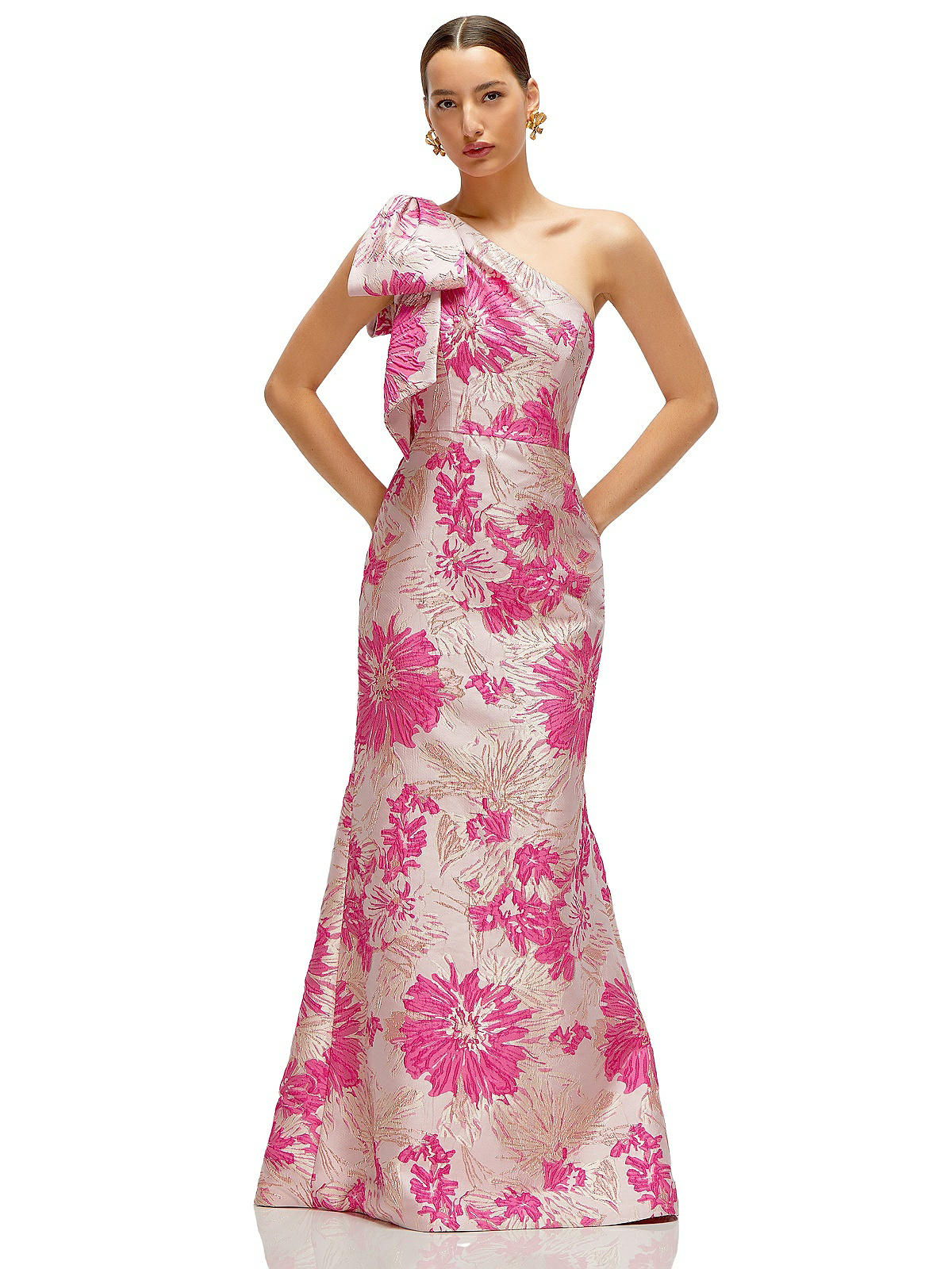 ワンピース Classic Floral Jacquard Dress(mauve pink 新色】Classic Floral Jacquard Dress