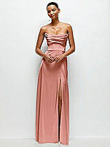 Alt View 2 Thumbnail - Desert Rose A-Line Satin Maxi Dress with Convertible Off-the-Shoulder or Strapless Looks 