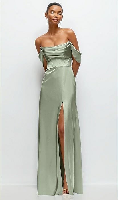 A-line Satin Maxi Bridesmaid Dress With Convertible Off-the