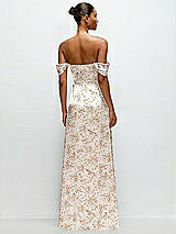Rear View Thumbnail - Golden Hour Floral A-Line Satin Maxi Dress with Convertible Off-the-Shoulder or Strapless Looks