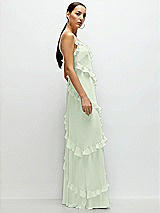 Side View Thumbnail - Mint Green Asymmetrical Ruffle Chiffon Bias Slip Maxi Dress