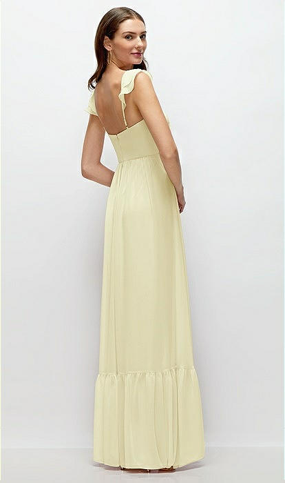 Ruffle Strap Chiffon Bustier Maxi Bridesmaid Dress With Ruffle Hem