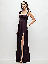 Side View Thumbnail - Deep Plum Ruffle Strap Chiffon Bustier Maxi Dress with Ruffle Hem A-Line Skirt