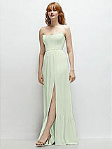 Side View Thumbnail - Mint Green Strapless Cat-Eye Corset Maxi Dress with Ruffle Hem A-Line Skirt