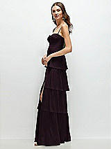 Side View Thumbnail - Deep Plum Bustier-Style Chiffon Tiered Ruffle Maxi Dress with Adjustable Straps