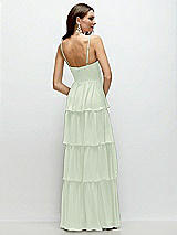 Rear View Thumbnail - Mint Green Bustier-Style Chiffon Tiered Ruffle Maxi Dress with Adjustable Straps