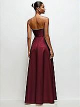 Rear View Thumbnail - Cabernet Strapless Draped Cat-Eye Satin Maxi Dress with Full Skirt