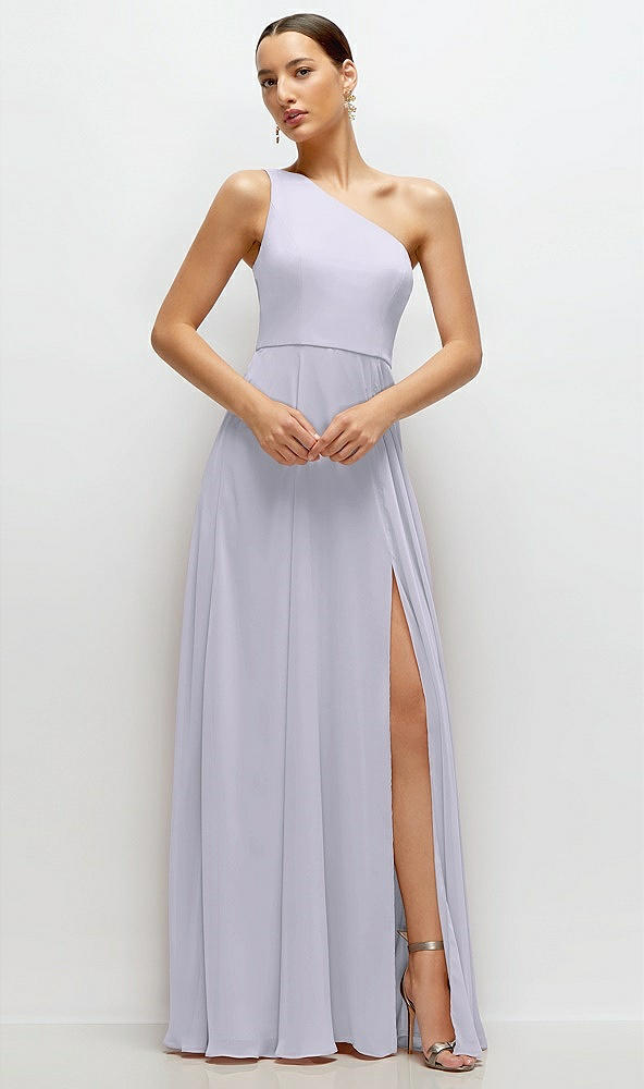 Front View - Silver Dove Chiffon One-Shoulder Maxi Dress with Circle Skirt