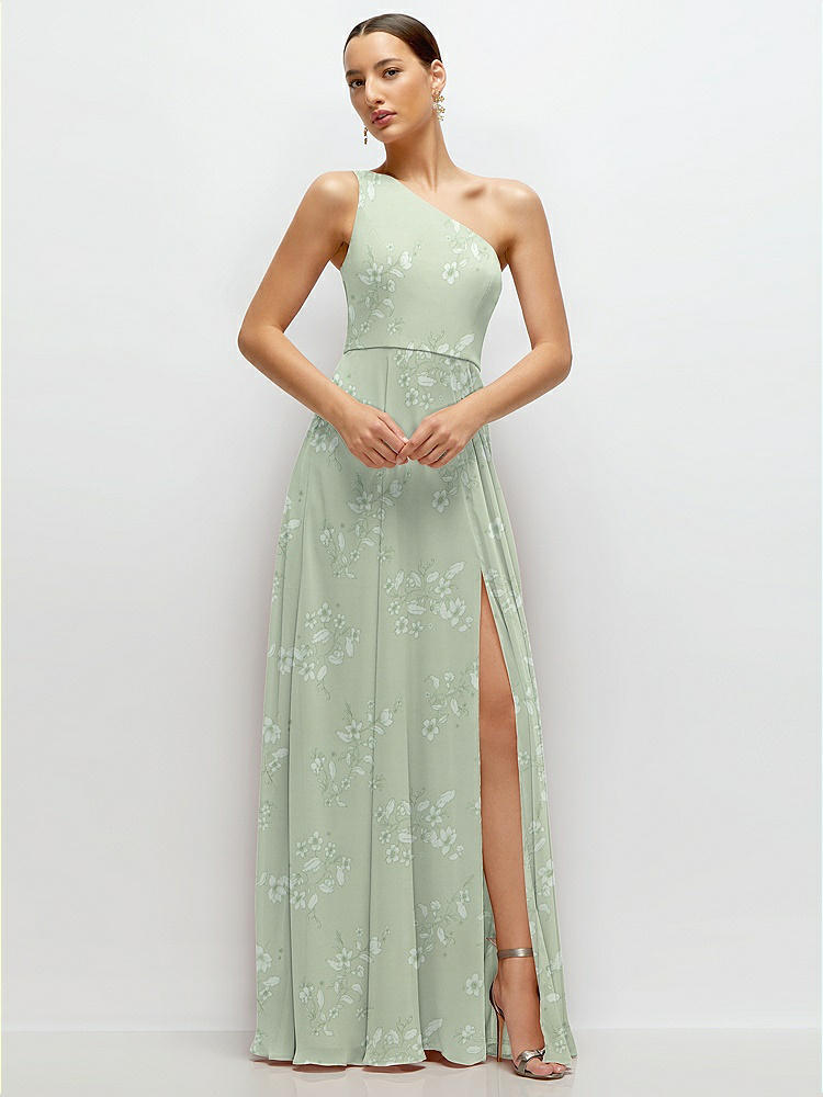 Chiffon One-shoulder Maxi Bridesmaid Dress With Draped Cowl