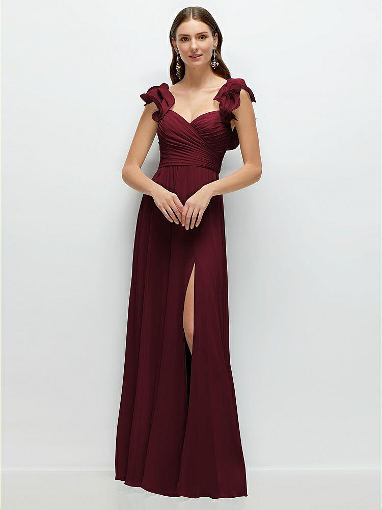 Square-neck Satin A-line Maxi Bridesmaid Dress With Front Slit In