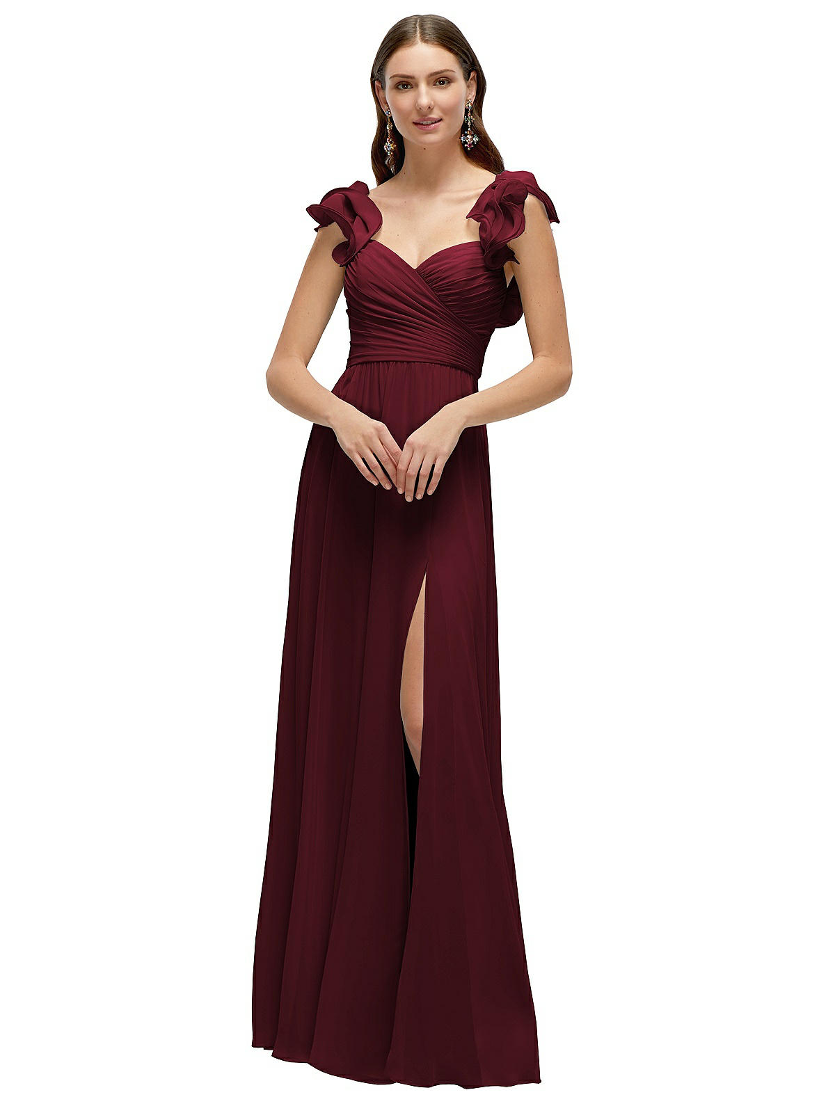 ANDRÉSD detached sleeve dress 44372: A-Line Gown with Asymmetric Basque Waist and Slit