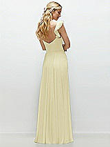 Rear View Thumbnail - Butter Yellow Convertible Ruffle Strap Chiffon Maxi Dress with Full Circle Skirt