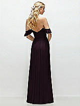 Alt View 3 Thumbnail - Deep Plum Convertible Ruffle Strap Chiffon Maxi Dress with Full Circle Skirt