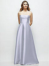 Front View Thumbnail - Silver Dove Strapless Satin Gown with Full Skirt and Covered Buttons at Back