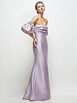Side View Thumbnail - Lilac Haze Off-the-Shoulder Puff Sleeve Satin Maxi Dress with Flared Skirt