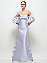 Front View Thumbnail - Silver Dove Off-the-Shoulder Puff Sleeve Satin Maxi Dress with Flared Skirt