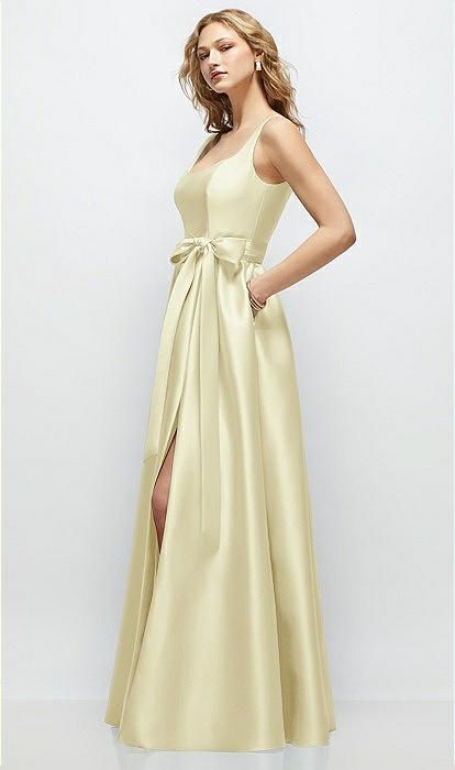 Scoop-neck Tank Bodice Maxi Bridesmaid Dress With Full Skirt In