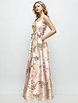 Front View Thumbnail - Butterfly Botanica Pink Sand Floral Scoop-Neck Tank Bodice Maxi Dress with Full Skirt