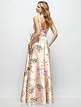 Rear View Thumbnail - Butterfly Botanica Pink Sand Floral Scoop-Neck Tank Bodice Maxi Dress with Full Skirt