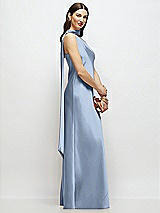 Side View Thumbnail - Cloudy Draped Scarf One-Shoulder Bias Stretch Satin Maxi Dress