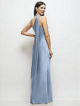 Rear View Thumbnail - Cloudy Draped Scarf One-Shoulder Bias Stretch Satin Maxi Dress
