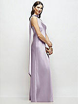 Side View Thumbnail - Lilac Haze Draped Scarf One-Shoulder Bias Stretch Satin Maxi Dress