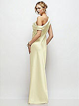 Rear View Thumbnail - Butter Yellow Draped One-Shoulder Bias Stretch Satin Maxi Dress