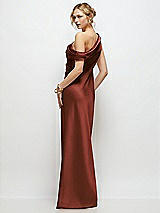 Rear View Thumbnail - Auburn Moon Draped One-Shoulder Bias Stretch Satin Maxi Dress
