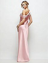 Rear View Thumbnail - Ballet Pink Draped One-Shoulder Bias Stretch Satin Maxi Dress