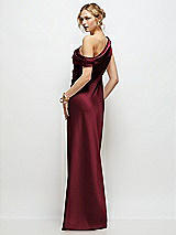 Rear View Thumbnail - Cabernet Draped One-Shoulder Bias Stretch Satin Maxi Dress