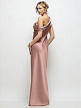 Rear View Thumbnail - Neu Nude Draped One-Shoulder Bias Stretch Satin Maxi Dress