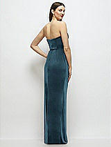 Rear View Thumbnail - Dutch Blue Strapless Corset Bodice Velvet Column Maxi Dress
