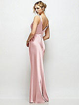 Rear View Thumbnail - Ballet Pink Sleeveless V-Neck Stretch Satin Bias Slip Maxi Dress